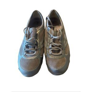 Skechers Womens Brown and Gold Lace Up Walking Athletic Sneakers Shoes Size 9.5